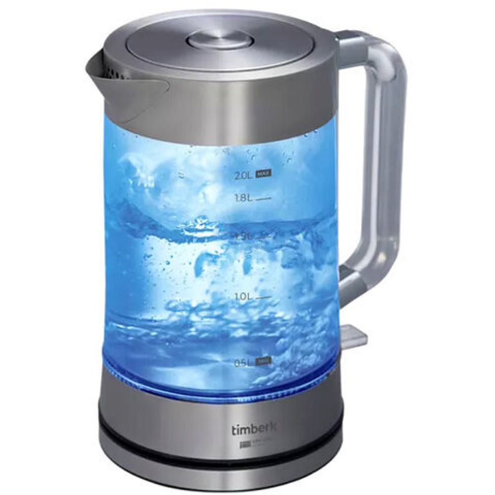 Чайник TIMBERK T-EK27G04, 2 л, 2200 Вт, закрытый нагревательный элемент, стекло, стальной