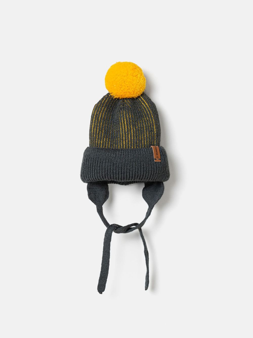Шапка из смесовой шерсти "Горчица" на завязках