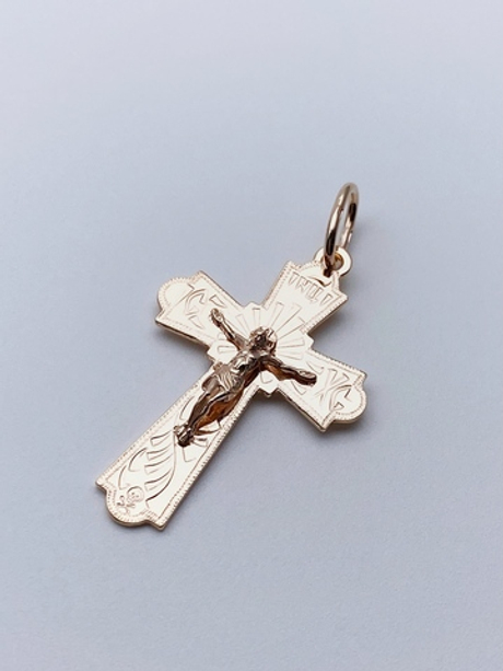 Крест из серебра/Позолота/С подвижным ухом/С алмазной огранкой