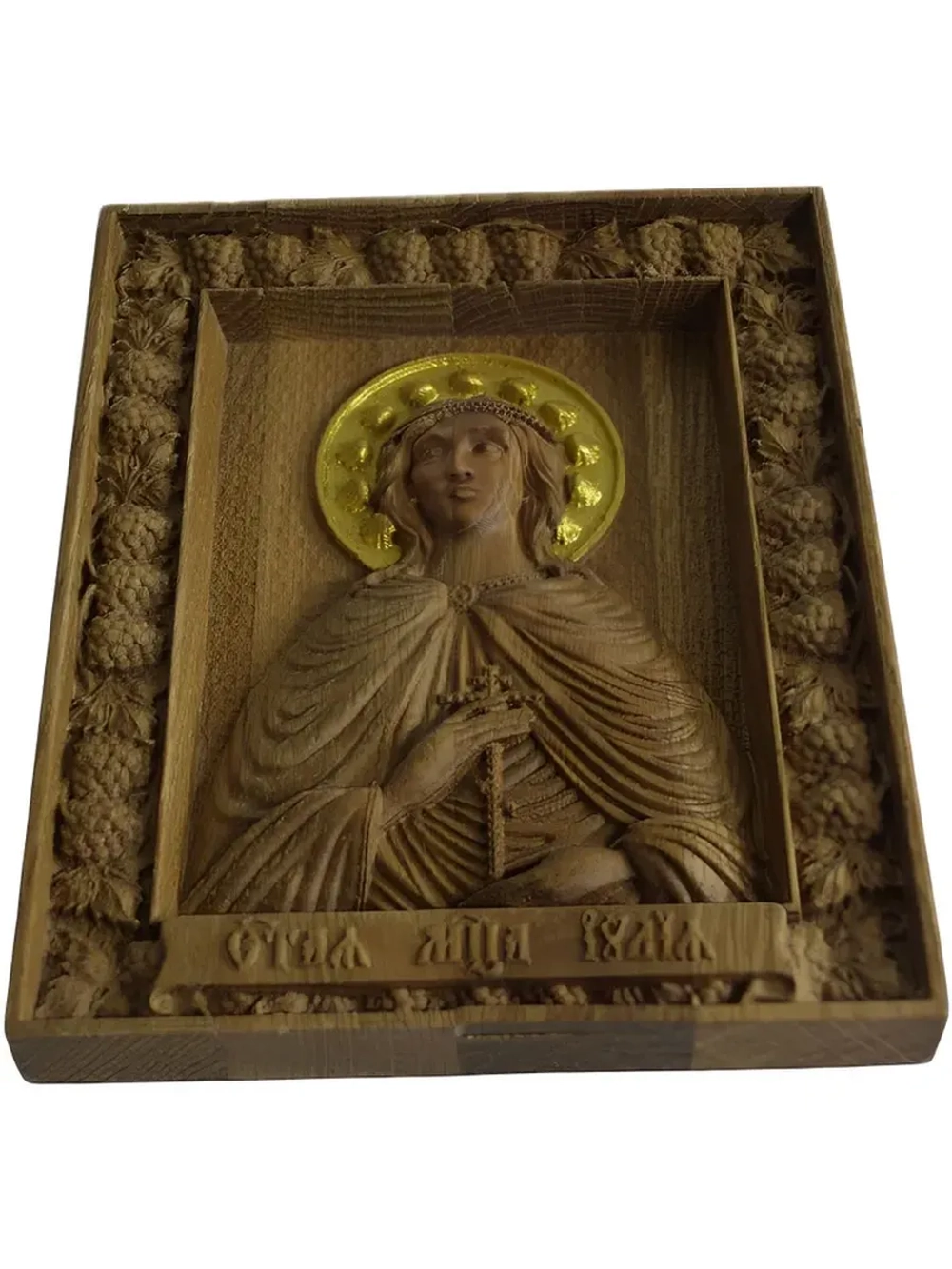 Икона Освященная Юлии Мученицы резная из массива дуба