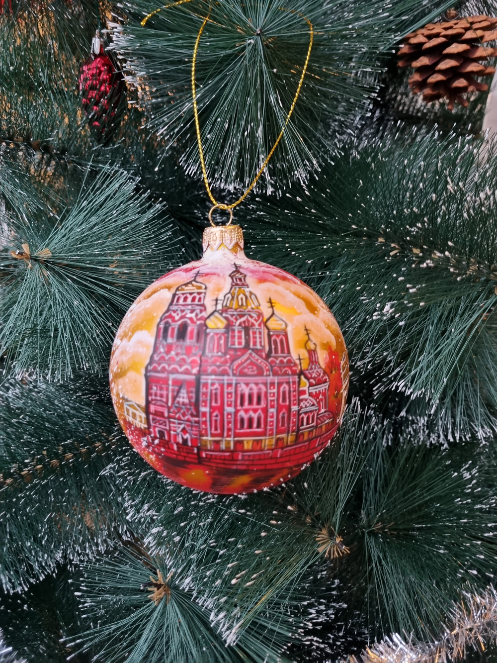 Шар стеклянный "Спас на крови",  ручная роспись