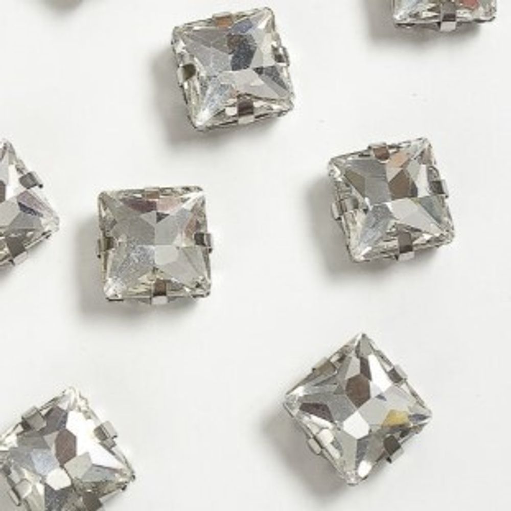 Стразы пришивные стекло в оправе, ш. 10 мм, серебро