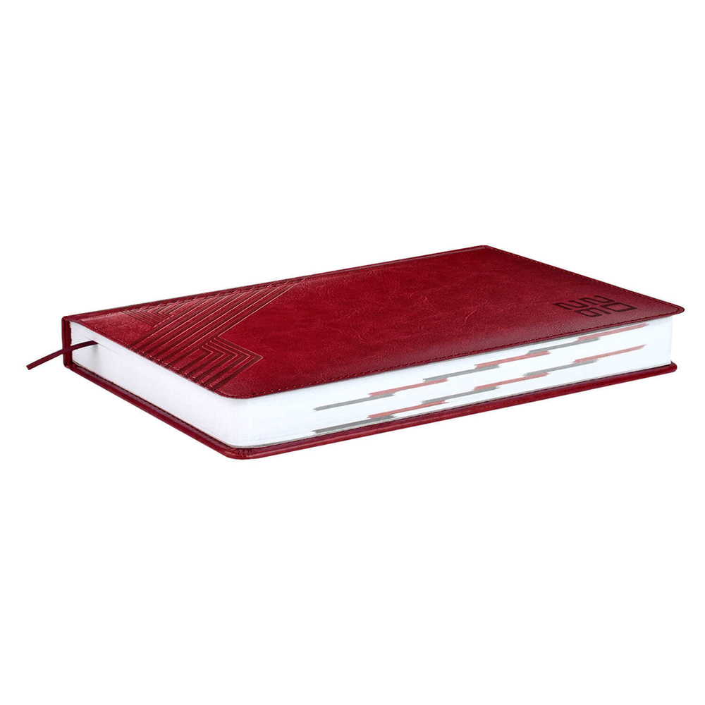 Ежедневник датированный 2026 ESCALADA, А5, 176 л., арт. 70220/ 15 САРИФ БОРДОВЫЙ (кожзам: 146x211 мм, твёрдый переплёт с поролоном, материал обложки: искусственная кожа "Сариф"; декор: блинтовое тиснение; способ крепления блока: ниткошвейный; вн. бло