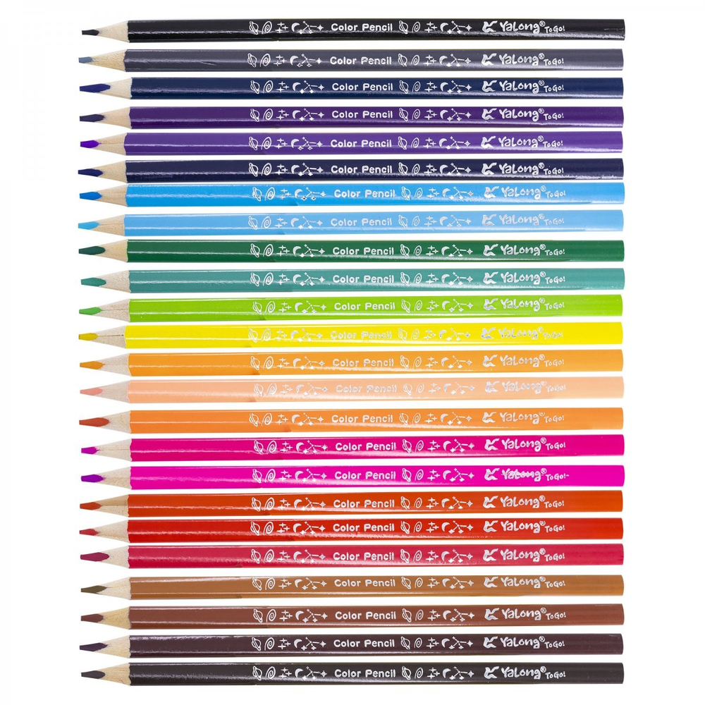 Карандаши цветные Yalong 24 цв., "Birds" деревянные, трехгранные, заточенные, грифель 3.0 мм, картон. уп., европодвес