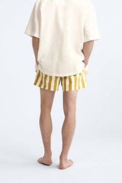 ZARA ПОЛОСАТЫЕ ПЛАВКИ, БЕЖЕВЫЙ