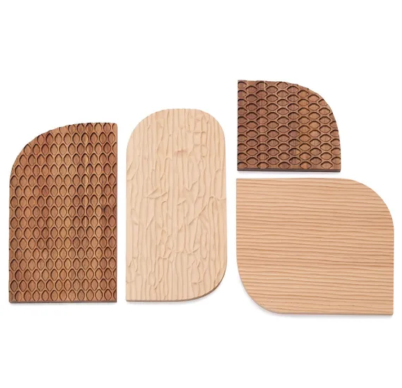 Настенный декор Trivax из 4 частей из древесины акации