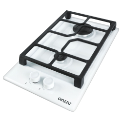 Газовая панель Ginzzu HCG-205, 2 конфорки, белая эмалированная рабочая поверхность