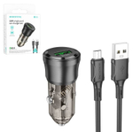 Автомобильный адаптер питания BOROFONE BZ23 QC3.0 + кабель Micro (черный)
