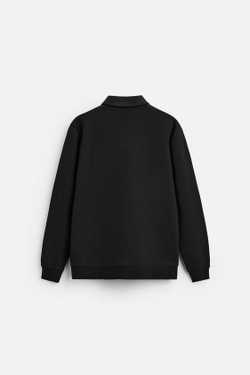 ZARA ПОЛО С ВОРОТНИКОМ НА МОЛНИИ, ЧЕРНЫЙ