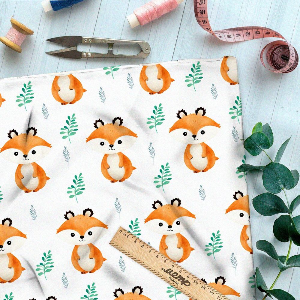 Ткань премиум атлас лесные зверьки