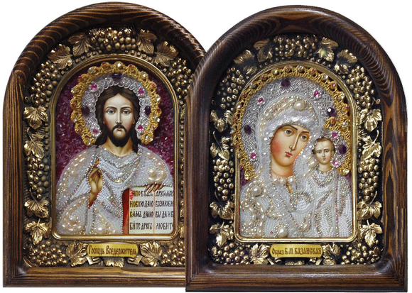 Икона Венчальная пара бисер