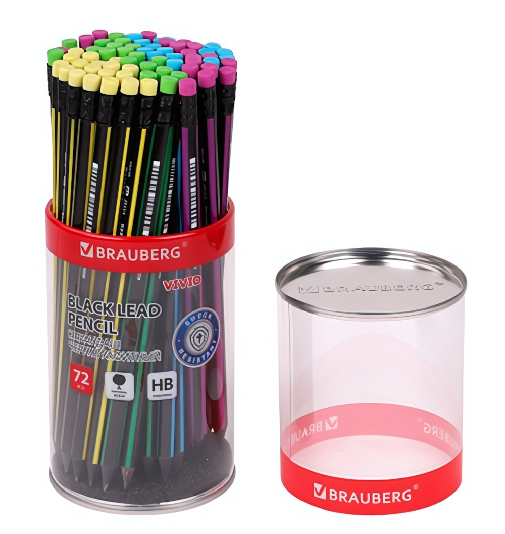 Карандаш ч/г HB "Vivid" с ластиком, корпус в ассортименте (BRAUBERG)