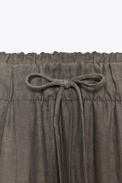 ZARA КОМБИНИРОВАННЫЕ ЖАККАРДОВЫЕ БРЮКИ — ZW COLLECTION, СЕРЫЙ МЕЛАНЖ