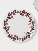 Чайная пара «Красный бутон», 2 предмета: чашка 180 мл, блюдце d=15 см, керамика, белая