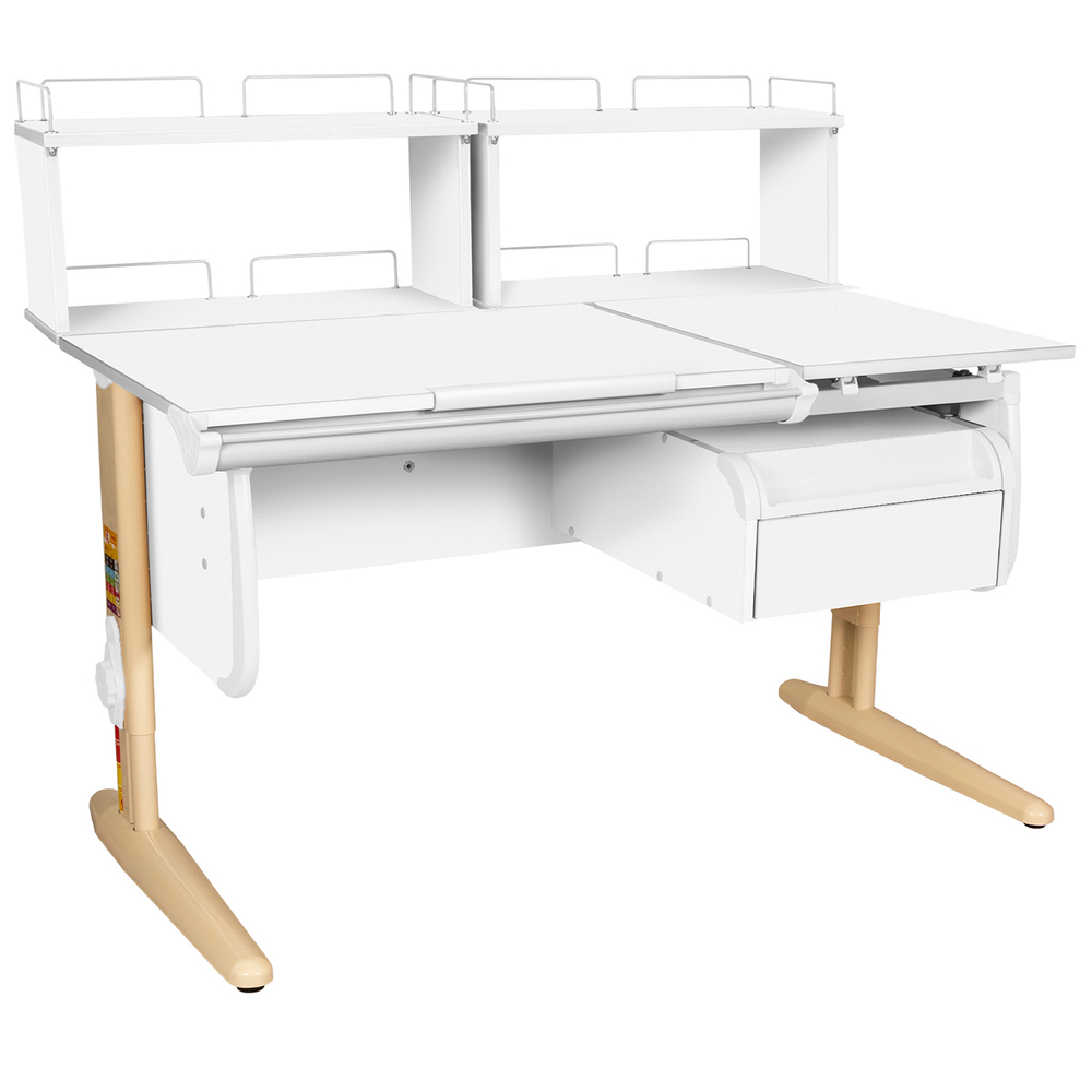 Растущая парта СУТ 25 с задними полками СУТ.15.240 и навесной тумбой (1200×880 мм)