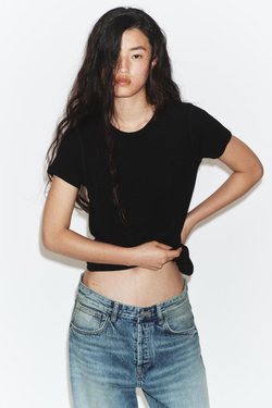 ZARA ФУТБОЛКА С ВЫРЕЗОМ НА СПИНЕ, ЧЕРНЫЙ