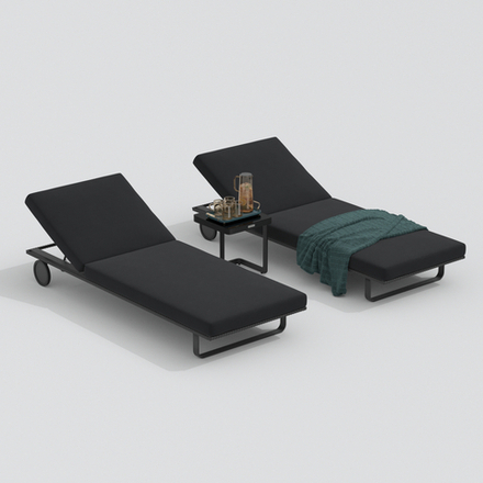 Шезлонг Ideal Patio КОСТА на колесах черный - каркас карбон