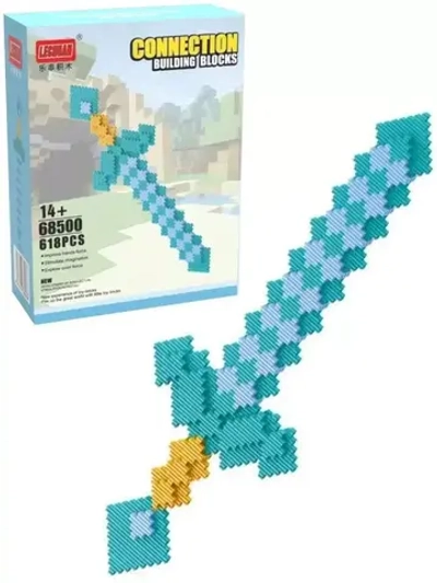 Конструктор мини блоки 3D алмазный меч 618 деталей