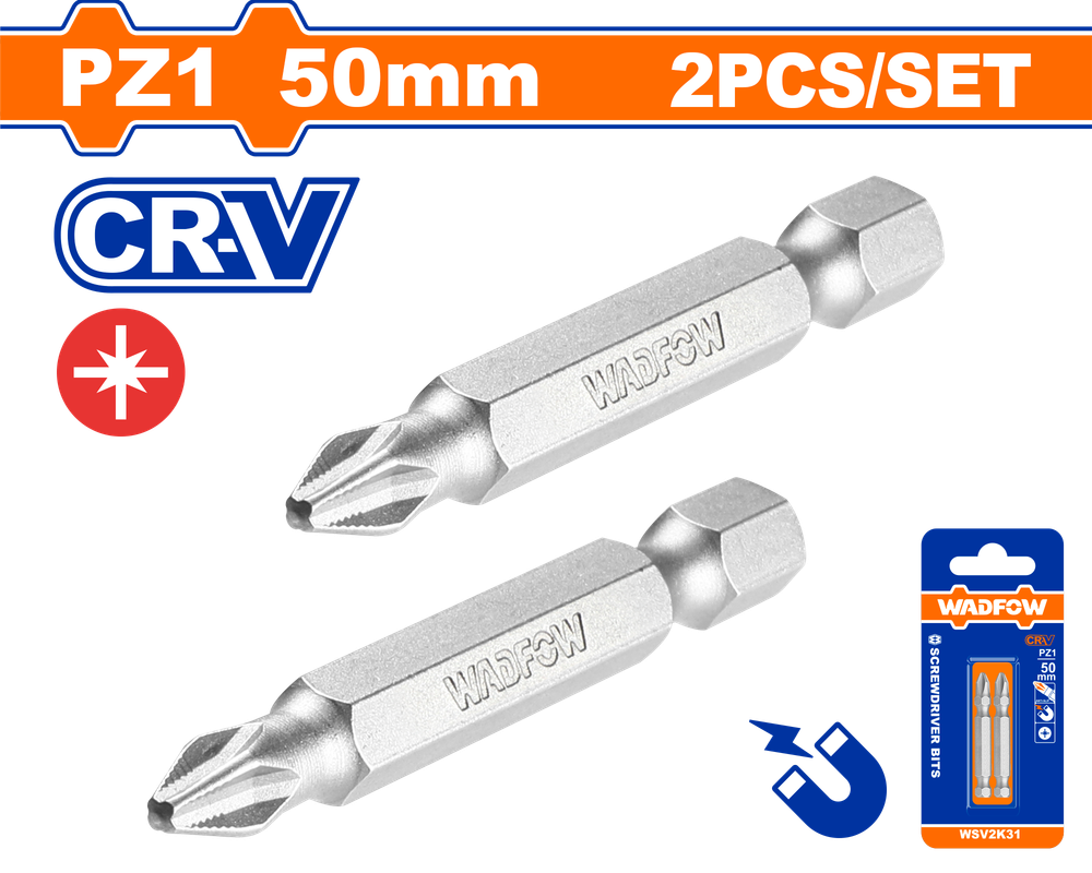 Набор бит WADFOW WSV2K31 PZ1x50 мм 2 шт.