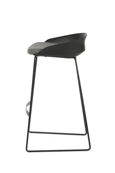 Барный стул Wally 76 см, черный с серым сиденьем