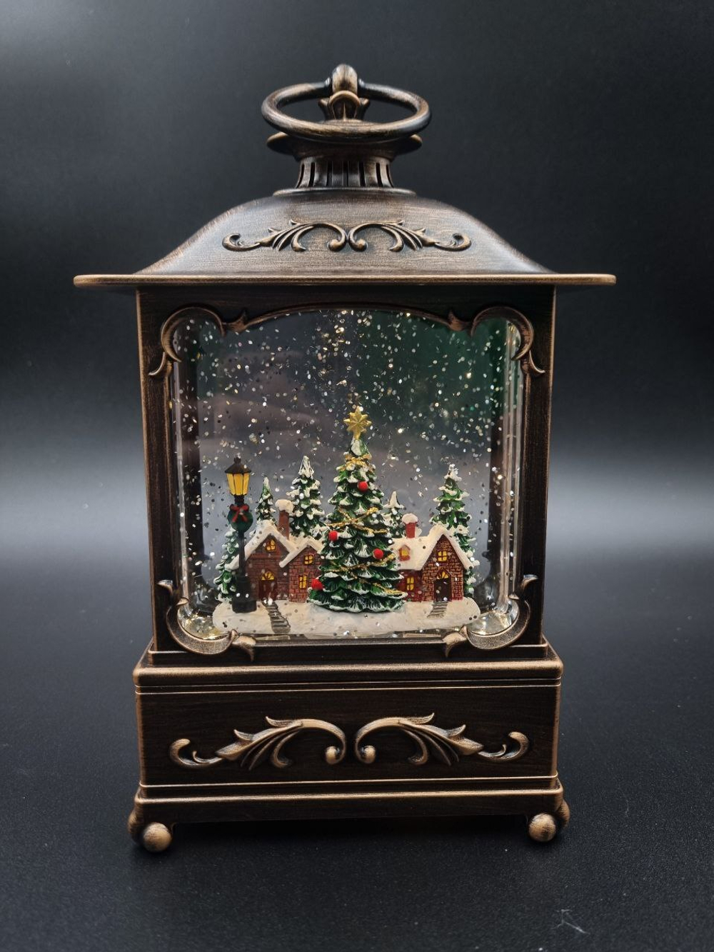 Фонарь новогодний светящийся Снеговик/Дед Мороз/Елочка квадрат сеть/батарейки 25см QW54