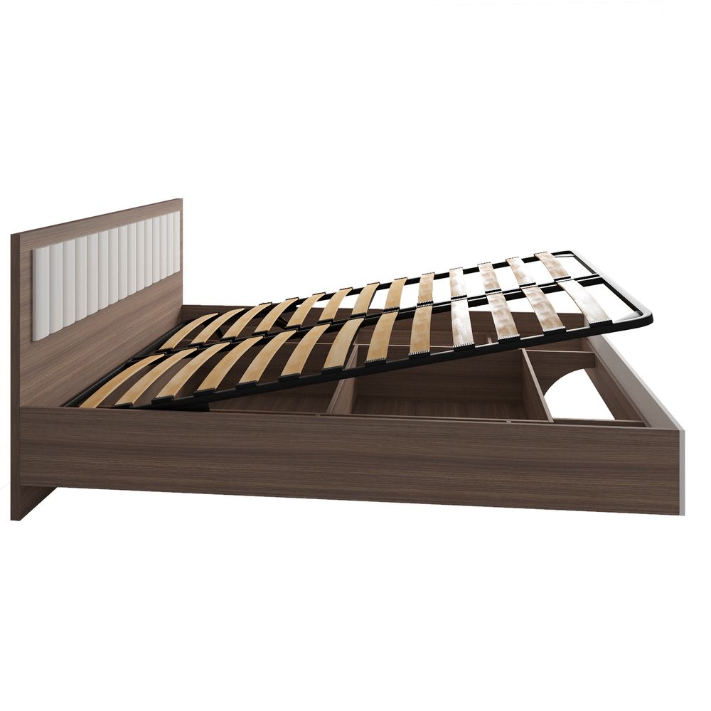 МС Роза Кровать 1600 Орех Франклин/Ройс Бежевый Скин, ДСВ Мебель