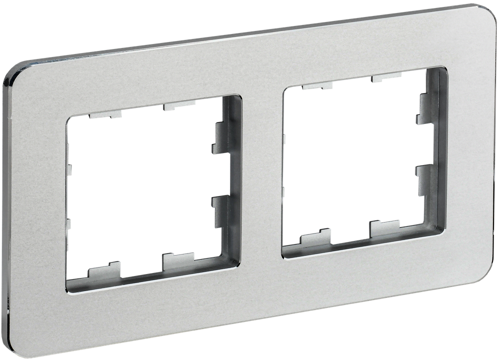 BRITE Рамка 2-местная РУ-2-1-Бр металл алюминий RE IEK