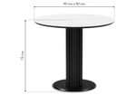 Керамический стол Woodville Кэмерон 90х90х75 белый мрамор snow white, черный, ножки черные