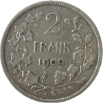 Belgium, 2 Francs 1909 – King Leopold II