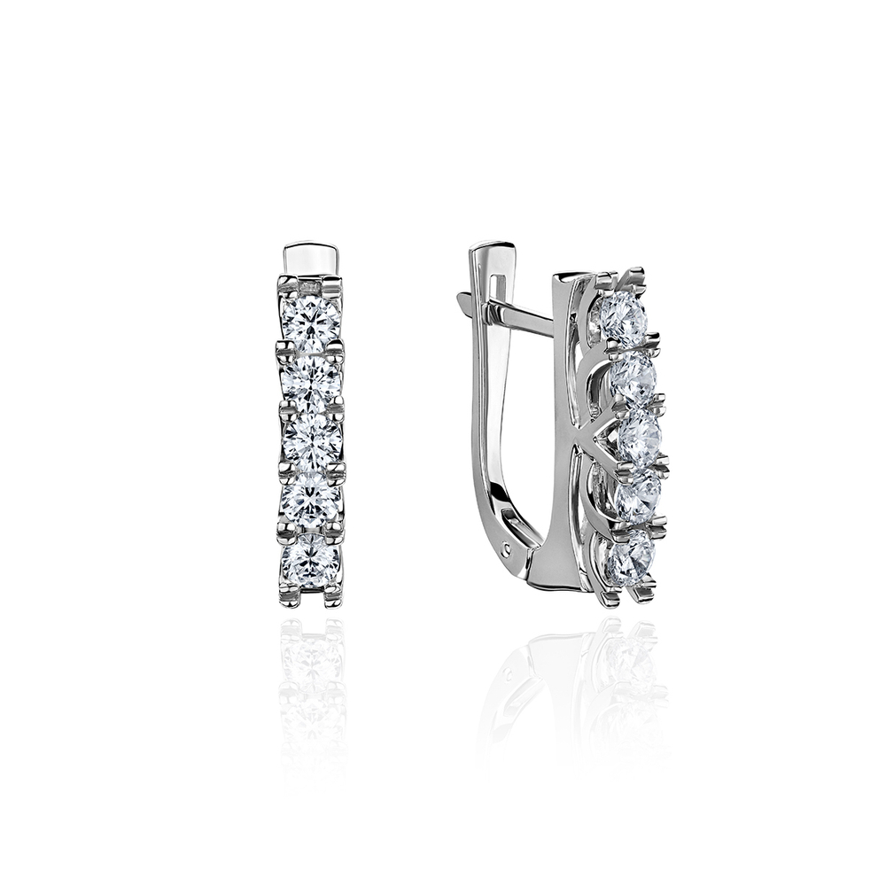 Серьги с фианитом из белого золота 585 пробы JA-S-1С123068