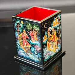 Стакан под ручки и карандаши "По-щучьему веленью" (Ручная роспись Палех)