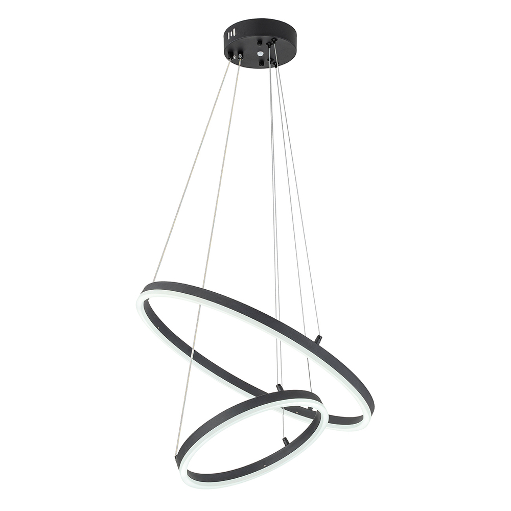 Подвесной светодиодный светильник 66Вт, 4816Лм, 3000-6500К, Ra>80, плавная регулировка мощности, изменение цветовой температуры, ночник, управление со смартфона, металл/акрил, черный