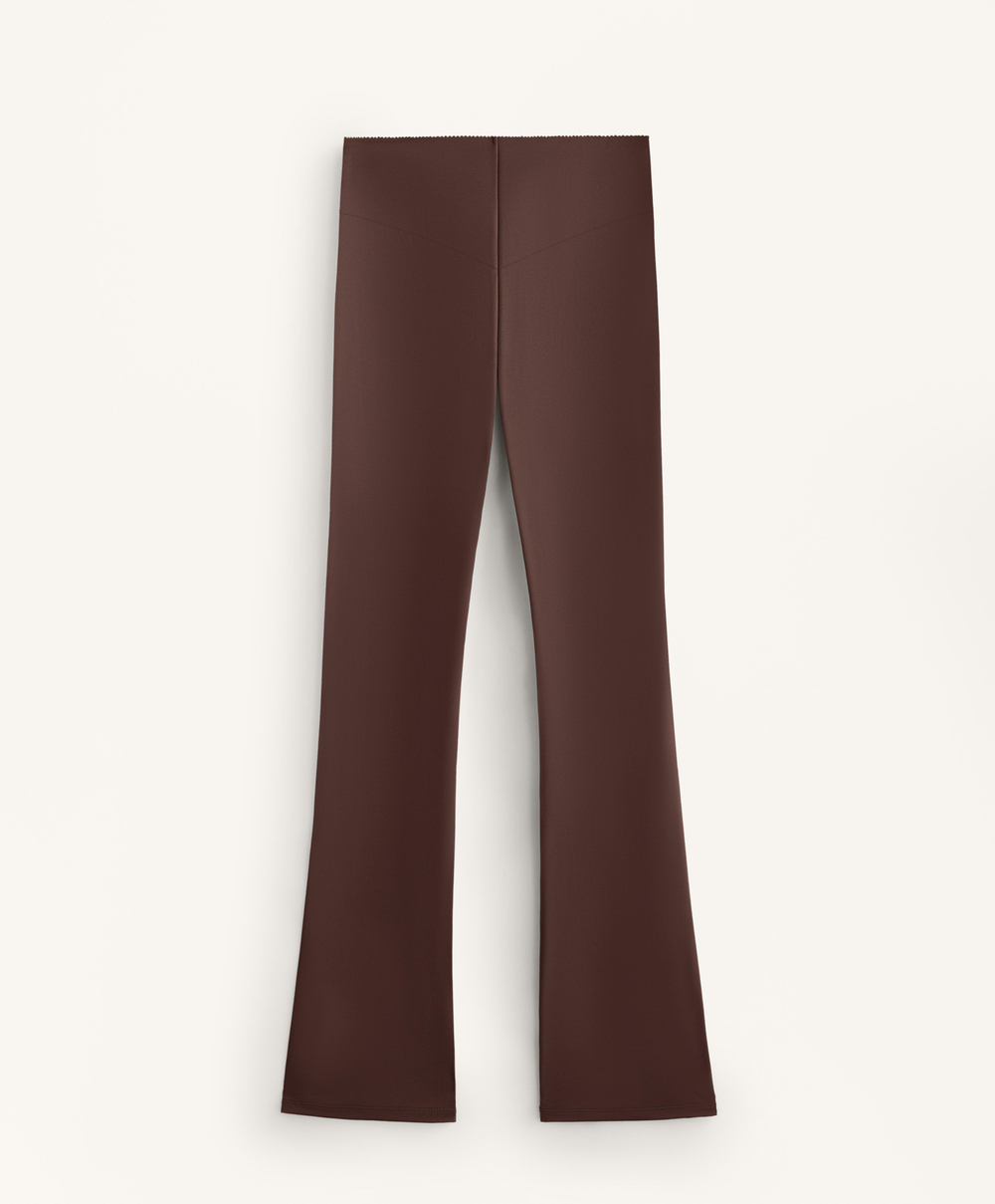 OYSHO Компрессионные брюки клеш Flare Compressive Raise Up, коричневый