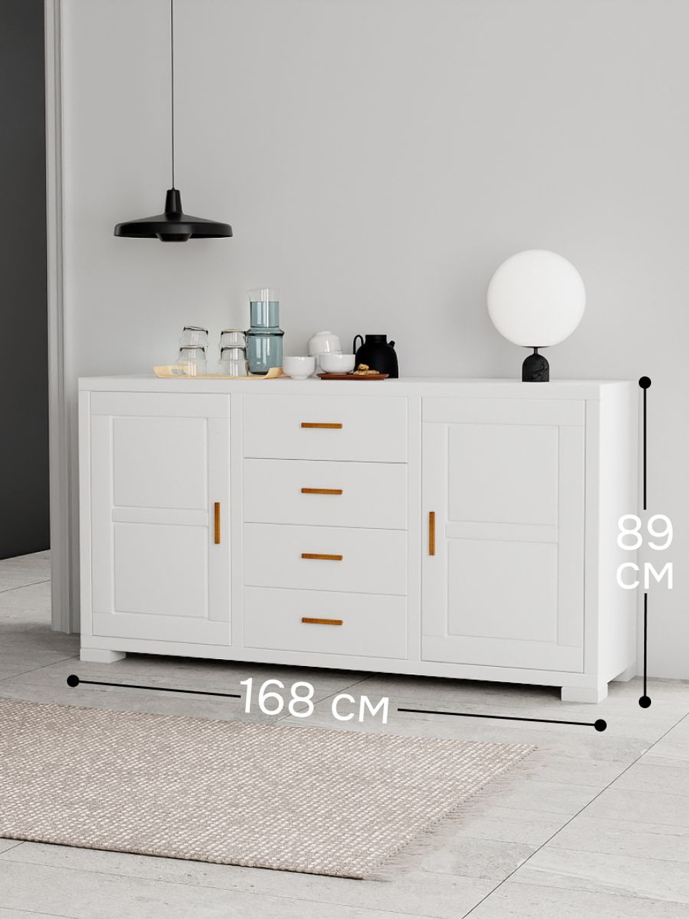 Комод 168х43х89, Мэдисон, с ящиками для одежды, регулируемые полки, в спальню, прихожую, детскую, из МДФ, белый, Dipriz