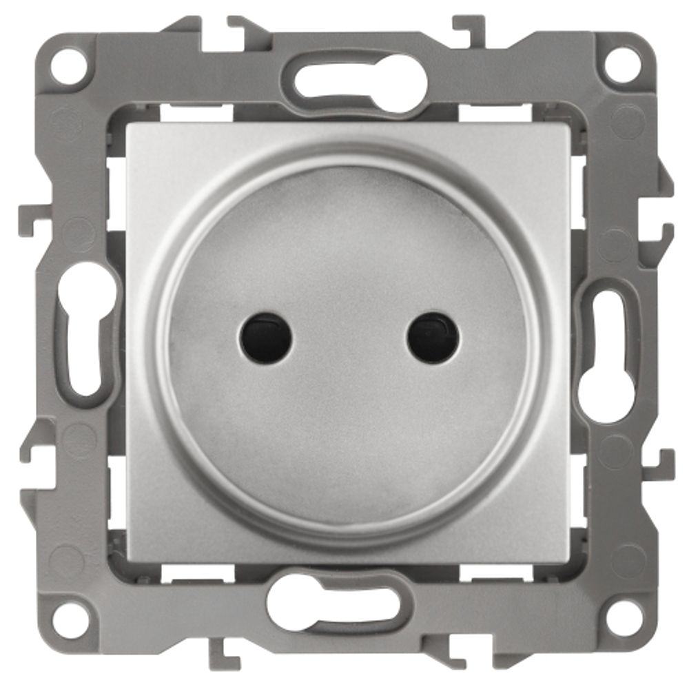 12-2105-03 ЭРА Розетка 2P, 16A-250В, IP20, Эра12, алюминий | ЭРА 12 Алюминий