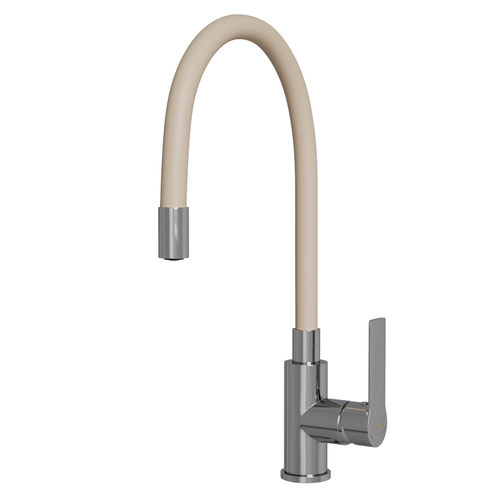 Смеситель для кухни 35к MIXLINE ML35-095 гибкий излив, б/отв, боковая, бежевый