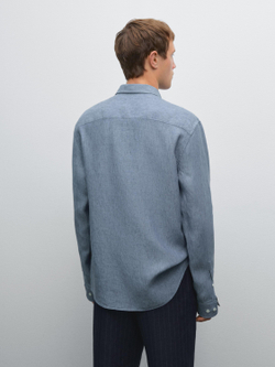 Massimo Dutti Рубашка прямого кроя, небесно-голубой