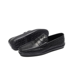 Bansley Top Grain Cow Leather Gommino Loafers Men"s Black