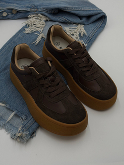 Кроссовки женские натуральная кожа арт. 9009-2 цвет "коричневый"