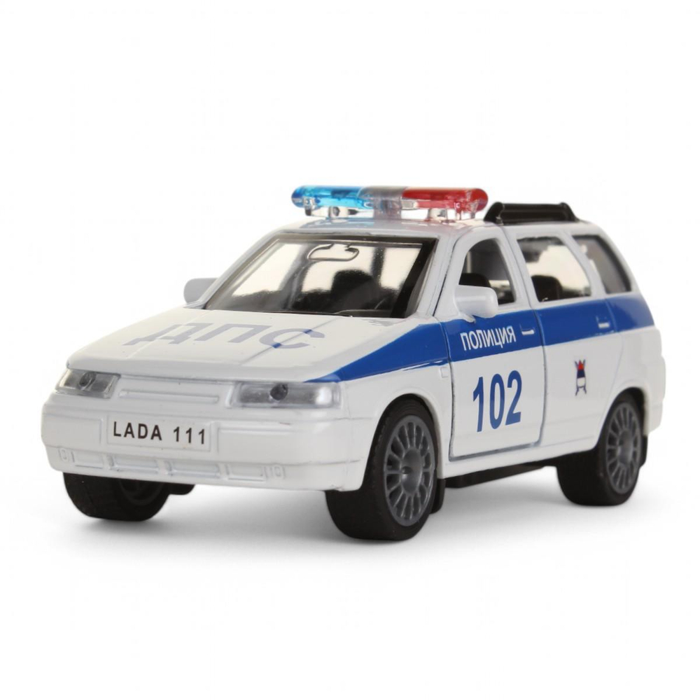 Модель ин. мет. "Lada 111. Полиция" 12см, открыв. дв. и багаж. в коробка SB-16-67-P(W)-WB (Технопарк)