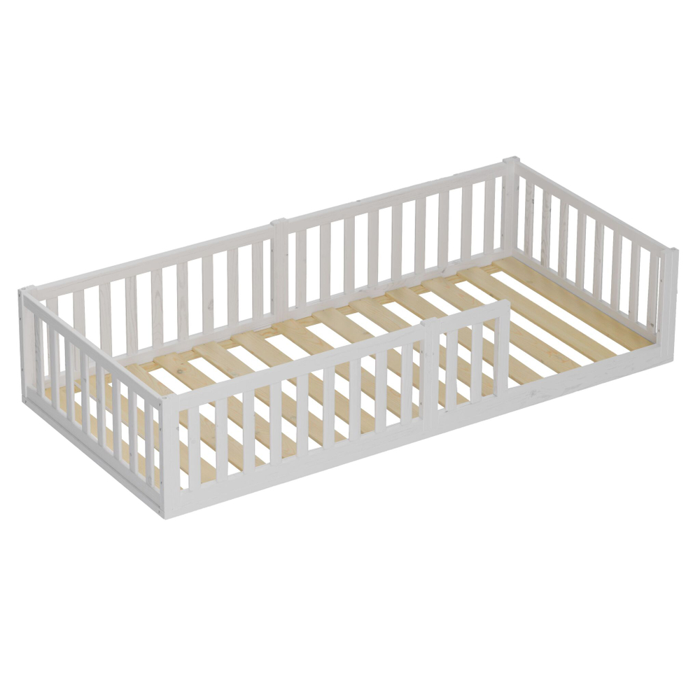 Кровать односпальная 90х200 Афина белая, массив сосны