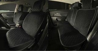 Накидки сидений ПОЛНЫЙ Coolpart MAXIMAL (кт11пр) - JJ-13-BLBL - Алькантара Ромб черный/ шов черный