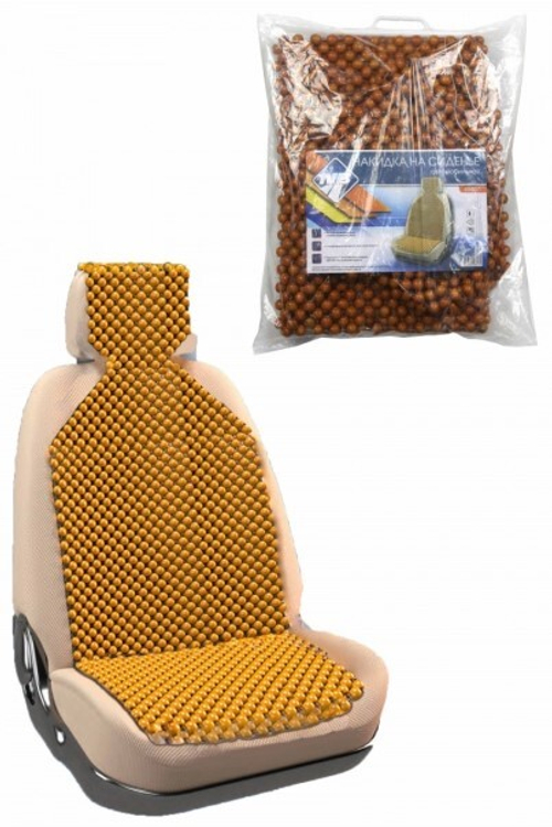 Накидка на сиденье массажная (дерев.) с подголовником, покрытая светлым лаком (128 х 48 см) (Nova Bright)