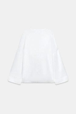 ZARA РУБАШКА-КИМОНО ИЗ 100% ЛЬНА, БЕЛЫЙ