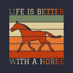 принт PewPewCat Life is better with a horse темно-синий