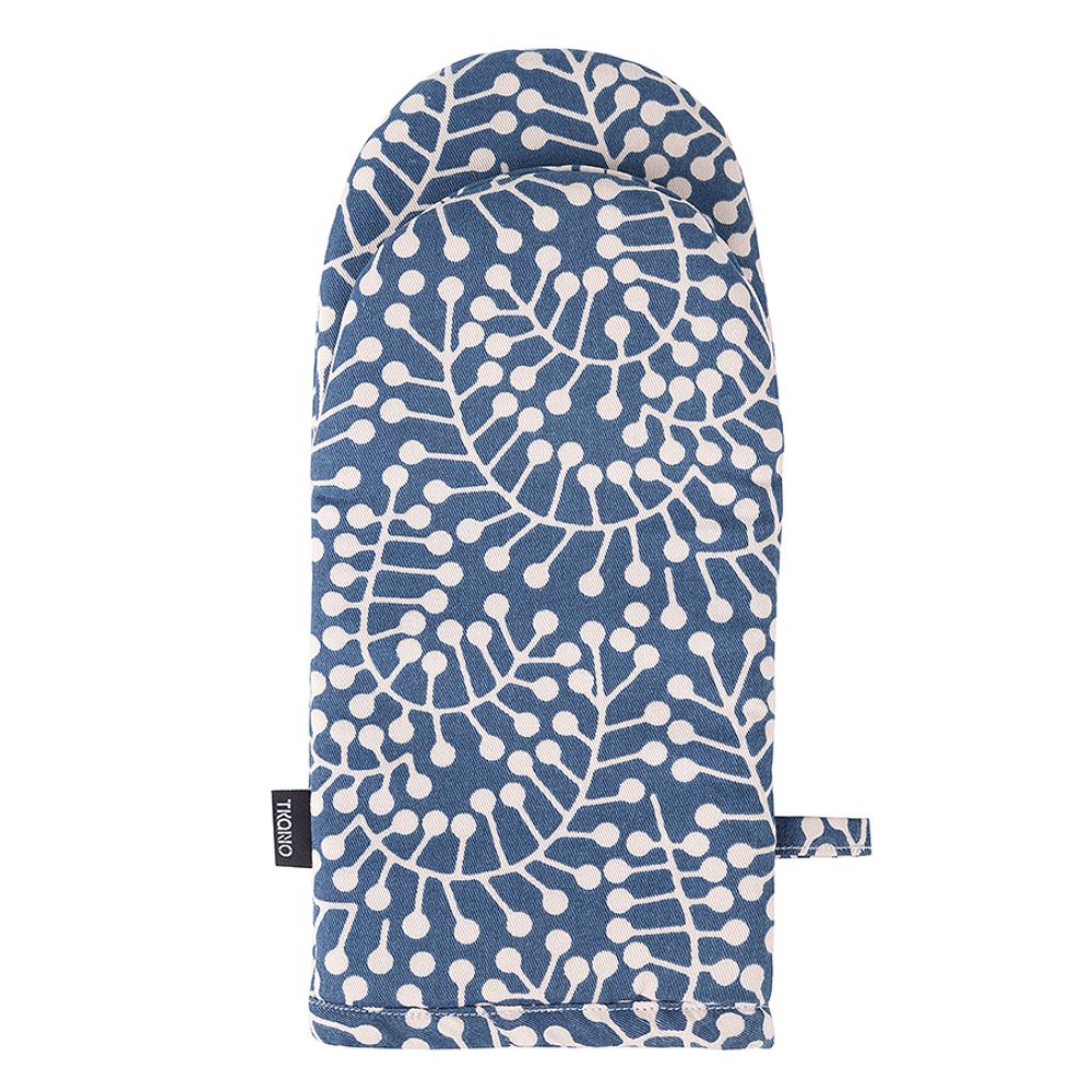 Прихватка-варежка темно-синего цвета с принтом Спелая Смородина из коллекции Scandinavian touch, 14х32 см