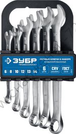 ЗУБР 6 шт, 6 - 14 мм, набор комбинированных гаечных ключей, Профессионал (27088-H6)