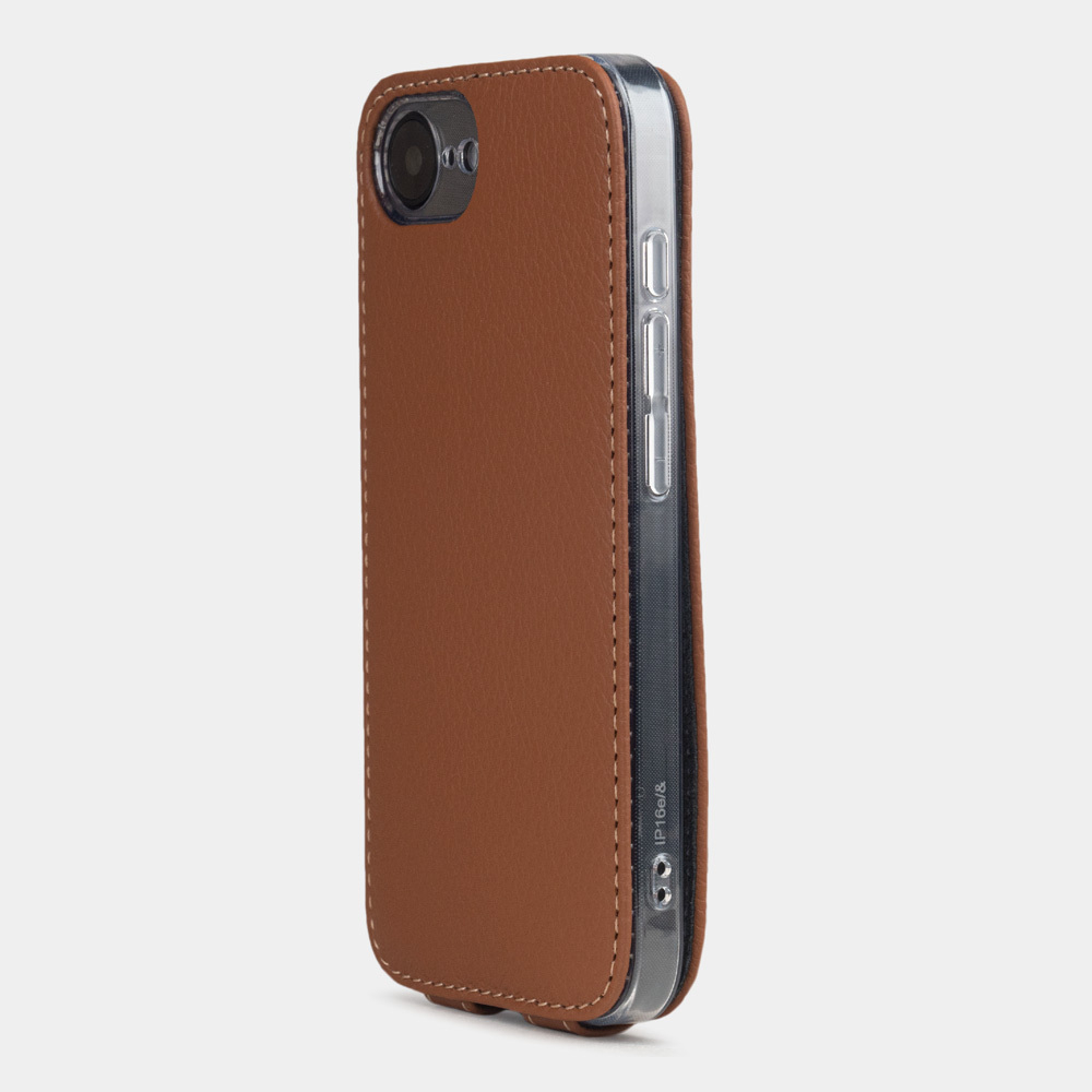 Чехол для iPhone 16E из кожи теленка, цвета карамель