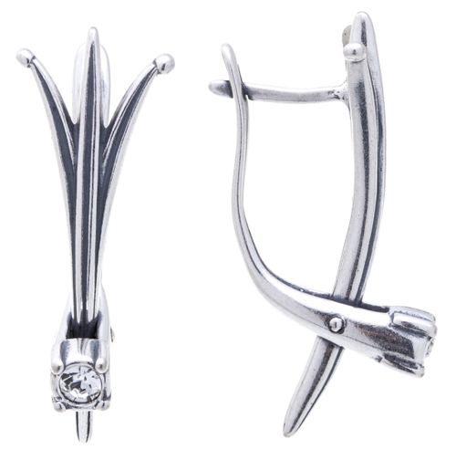 "Доминион" серьги в серебряном покрытии  из коллекции "Двойная игра" от Jenavi  с английским замком