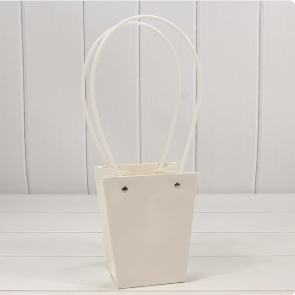 Пакет подарочный 15,5х13х9,5 Ваза для цветов (Белый)